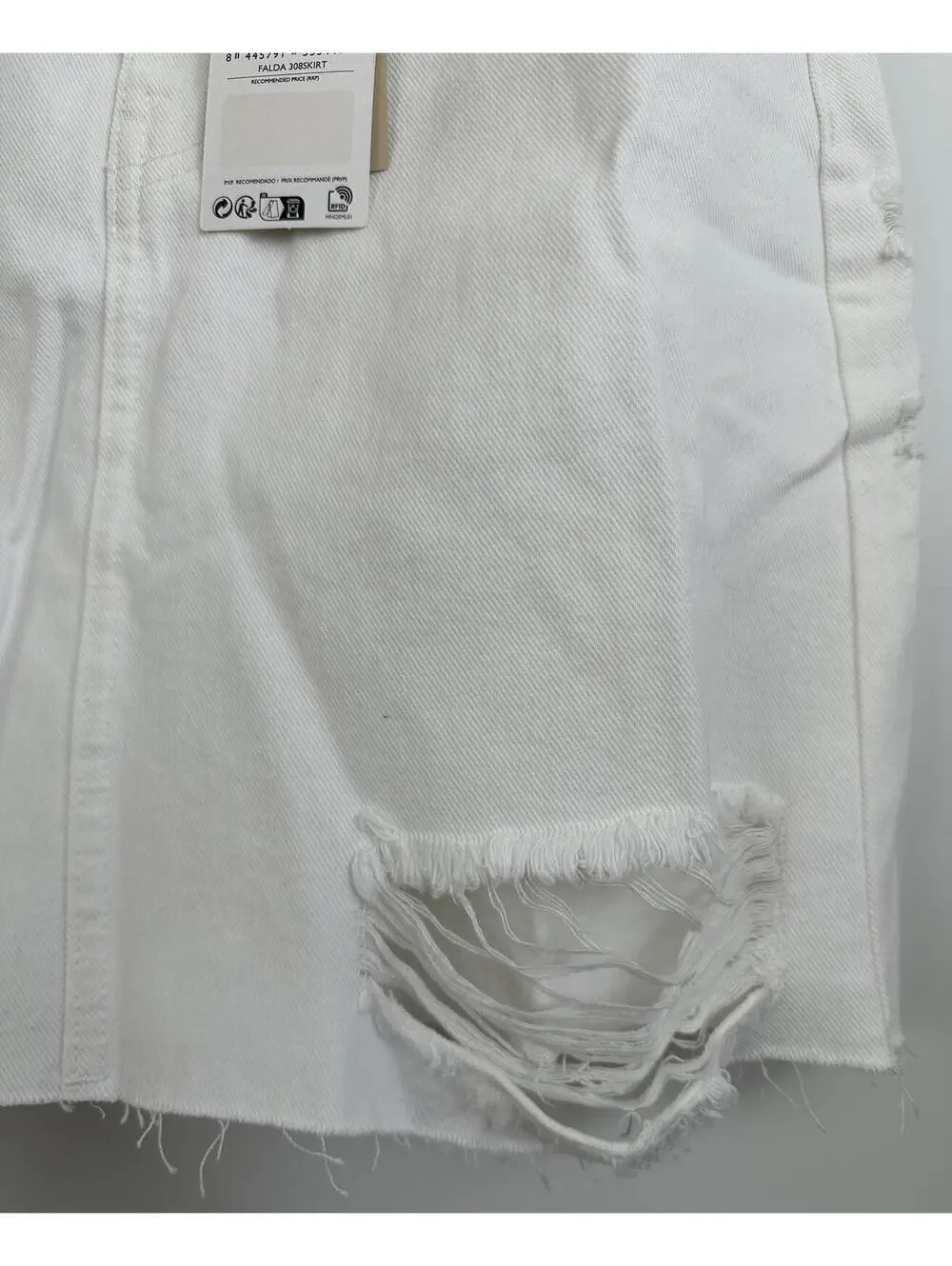 Mango Teen's Denim Mini Skirt with Frayed Hem NWT Off White Teens Large